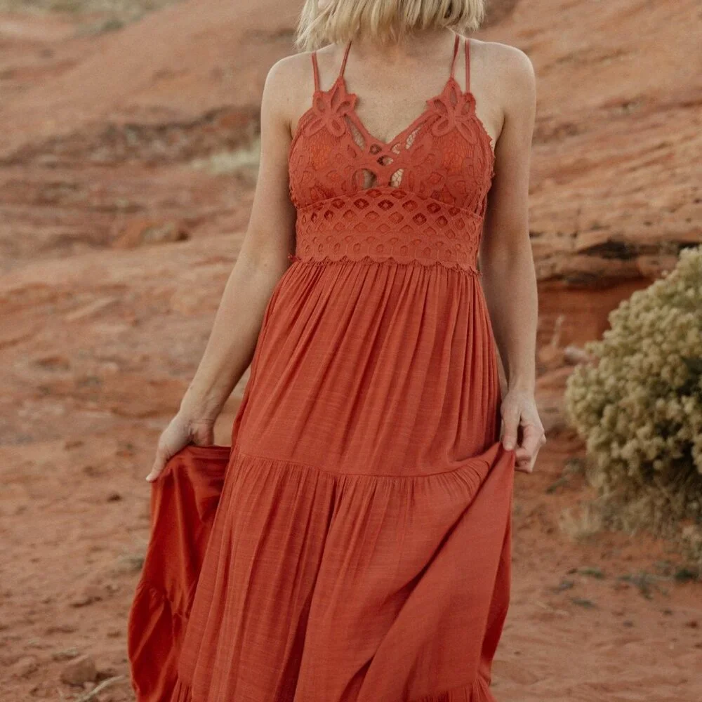 Baltic Born Summerlin Lace Top Maxi Dress | Rust Size XLXL - Picture 3 of 5
